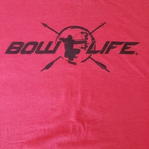 Bowlife Red Short Sleeve Tee with Bow Graphic Design Bow And Arrow. Hunting.